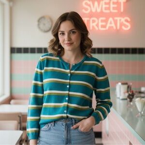 Lilly Pulitzer Striped Button Up Cardigan Sweater